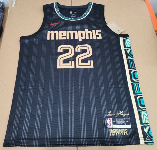 NBA 22 Bane Grizzlies 20-21 city Maillot noir imprimé